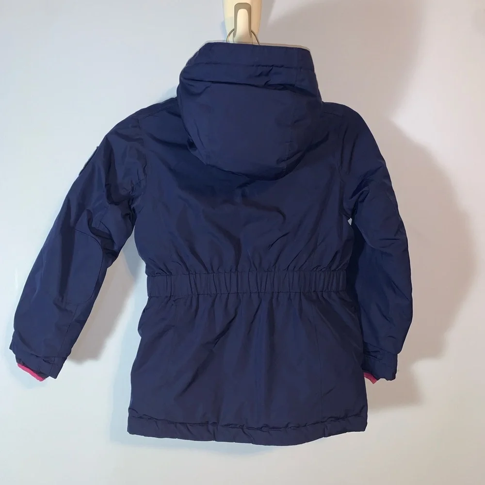 Lands end expedition Navy Blue pink Kids winter parka down fill grow a long 6x-7